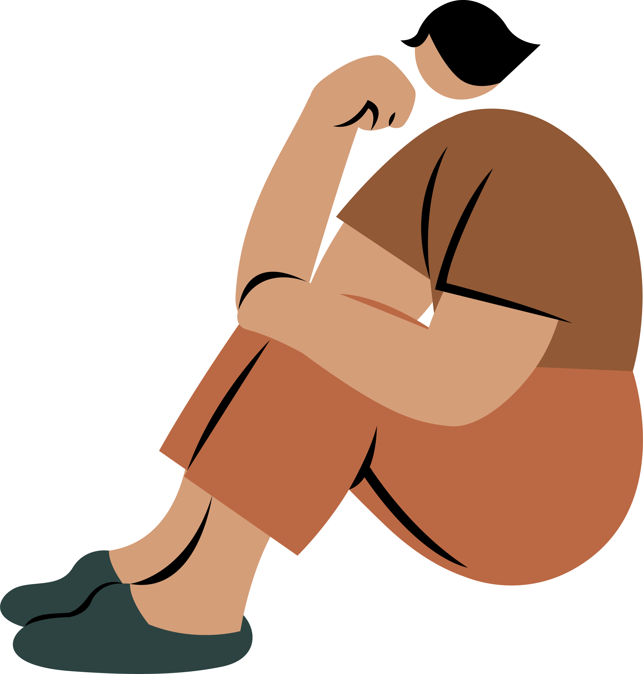 Person sidder med knæene trukket op.