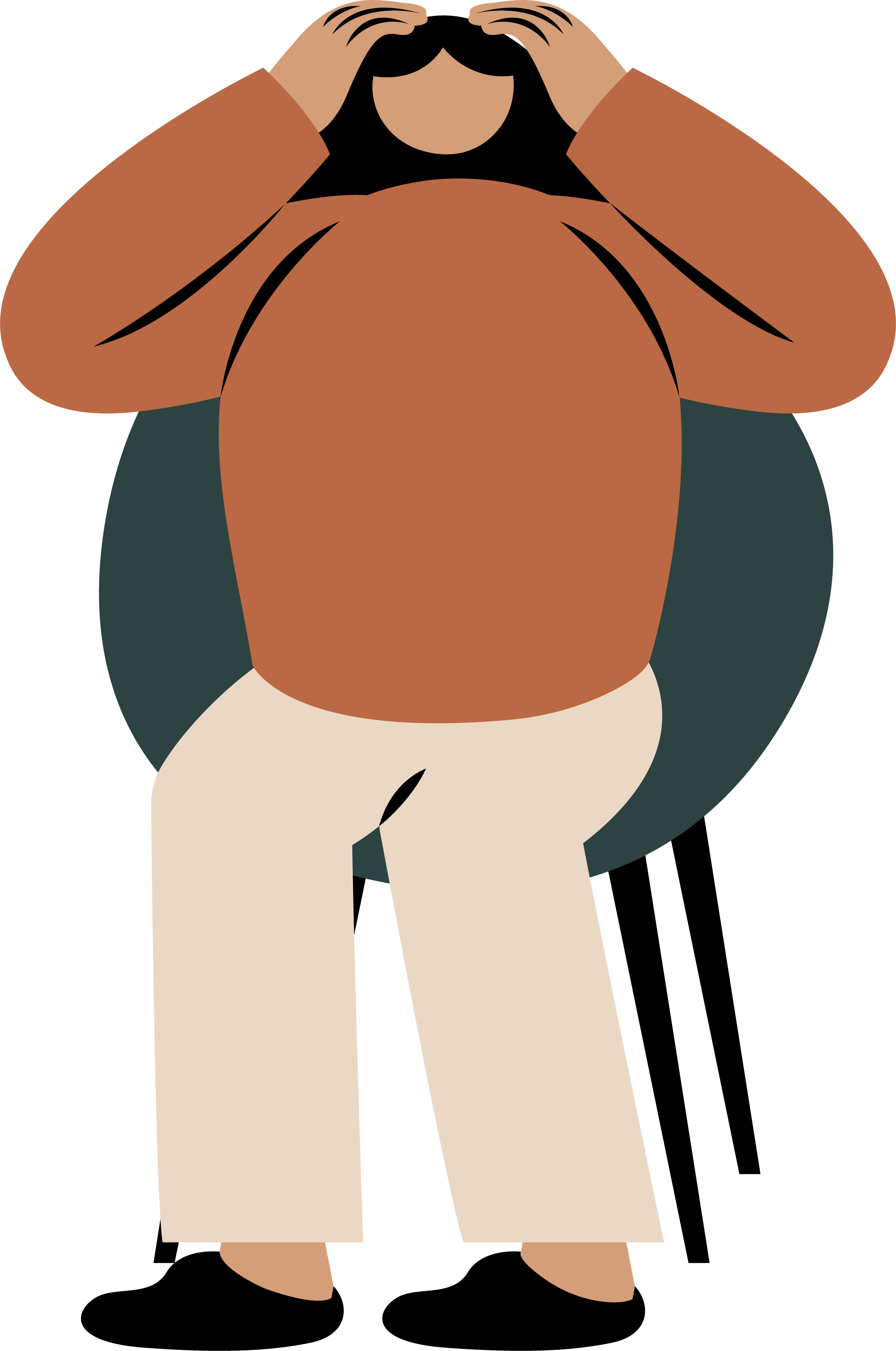 Illustration af person med hænder på hovedet